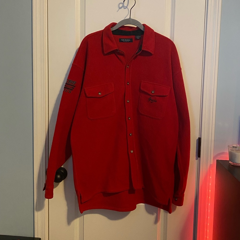 Vintage guess fleece button down shirt